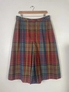 House Of Bruar Red Green Tartan Check 100% Wool Pencil skirt - sz 16 - Picture 1 of 7