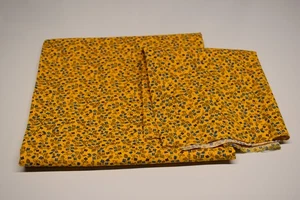 2 piece cotton fabric lot RETRO VINTAGE DAINTY FLORAL yellow blue 23" x 35" + - Picture 1 of 2