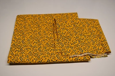 2 piece cotton fabric lot RETRO VINTAGE DAINTY FLORAL yellow blue 23" x 35" + - Image 1 of 2