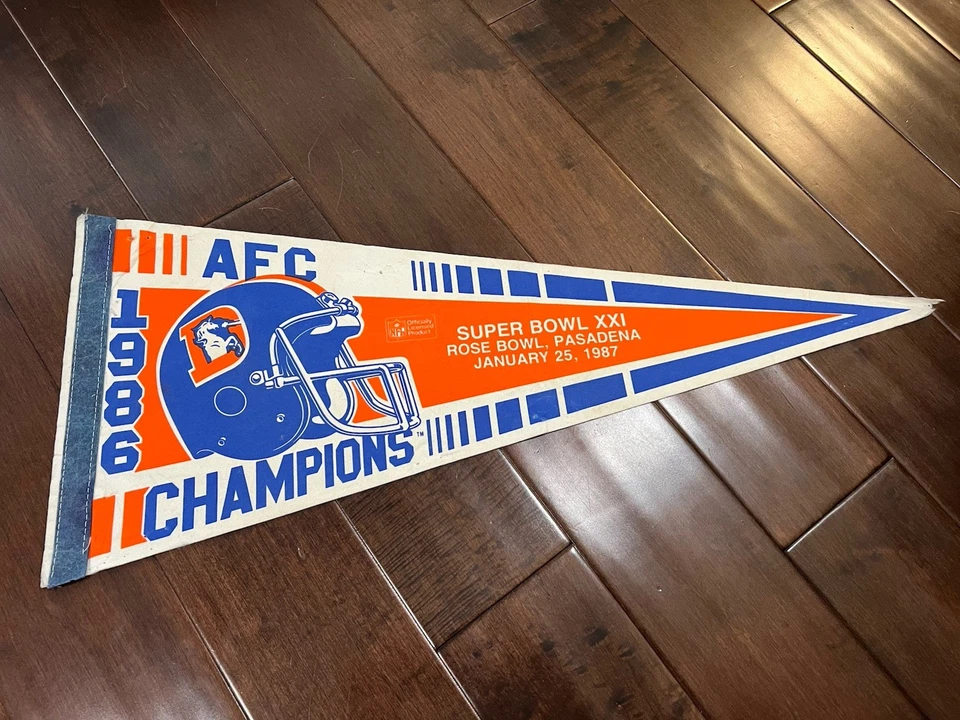 Denver Broncos 1986 AFC Champions Full Size Pennant DAMAGED TIP - Image 1 of 1