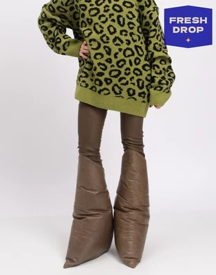 PVP €3550 RICK OWENS Slimtukay Botas de Cuero US5 UK2 EU35 Acolchadas Hechas en Italia Foto 1 de 4