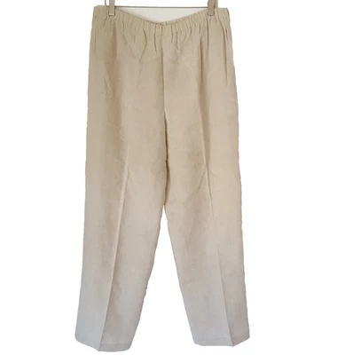 Pantalones Classiques Entier 100% Lino Talla M Beige Pierna Recta Relajado Clásico Foto 1 de 4