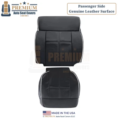 Cubiertas de asiento laterales de pasajero de cuero genuino para Lincoln Mark LT 2006-2008 ébano Foto 1 de 4