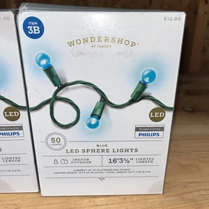 Wondershop Kugel Innen/Außen LED Weihnachts Lichterkette 50 Stück Blau 16'3" - Bild 1 von 4