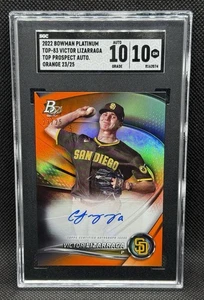 Victor Lizarraga 2022 Bowman Platinum Top Prospect Auto Orange /25 SGC 10 - Picture 1 of 2
