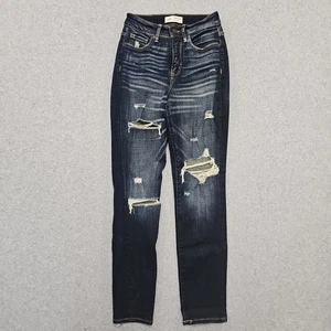 BKE Buckle Jeans Women's Mom High Rise Dark Rinse Distress Taper Leg Size 24... - Picture 1 of 11