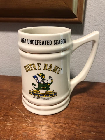 Notre Dame University Fightin Irish Beer Stein Mug 1988 National Champions Cover