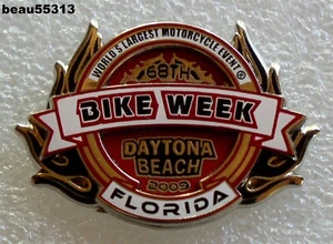⭐2009 DAYTONA BEACH 68ª FLORIDA HARLEY BICICLETA RALLY CHALECO CHAQUETA PIN - Imagen 1 de 1