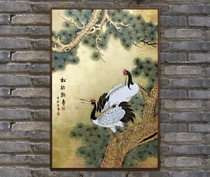 Original oil painting,Cranes painting,Gold leaf painting,Fengshui painting - Picture 1 of 11