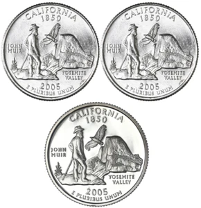 2005 P + D + S California State Quarter Uncirculated US Mint 3 Coin Set - Picture 1 of 7