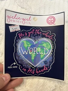 Girlie Girl Originals Vinyl Decal Sticker He’s Got The Whole World In His Hands - Picture 1 of 1