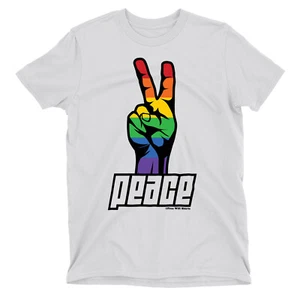 Para hombres Mujeres GAY Camiseta Paz Arco Iris Orgánica Unisex Orgullo LGBT Lesbiana Regalo - Imagen 1 de 6