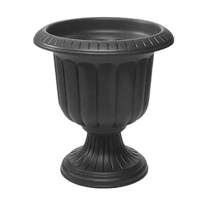 Novelty Indoor/Outdoor Durable Plastic Classic Fluted Urn Planter, Black, 14in - Picture 1 of 4