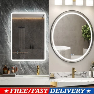 LED Bathroom Mirror With Front Backlit Dimmable Vanity Wall Mirror HD Anti-fog - Picture 1 of 24