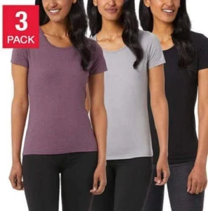 32 DEGREES WOMEN'S COOL SHORT SLEEVE SCOOP NECK 3PK T-SHIRTS (MULTI LARGE)NIB - Picture 1 of 3