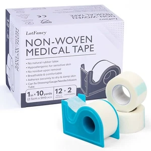 12x Medical Surgical Tape Skin Paper Tapes Wound Wrap 1''x10Yds with Dispensers - Picture 1 of 7