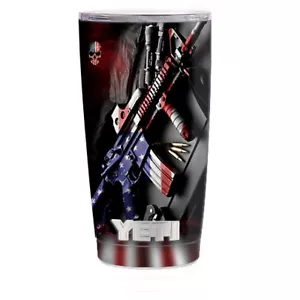 Skin Decal for Yeti 20 oz Rambler Tumbler Cup / AR Military Rifle America Flag - Picture 1 of 1