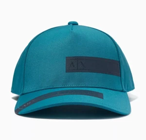 Emporio Armani Exchange Mens Baseball Hat Cap Black Teal Logo Designer hats NWT - Picture 1 of 7