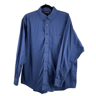 Camisa masculina Roundtree & York tamanho XL manga longa algodão azul - Imagem 1 de 4