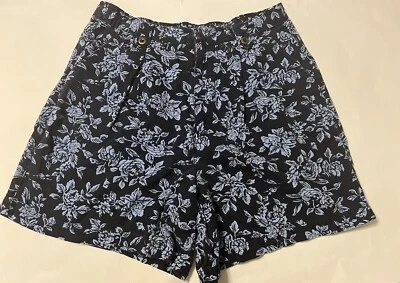 Pantalones cortos florales para mujer White Stag talla 14 azul marino y azul claro con entrepierna de 6 pulgadas Foto 1 de 4