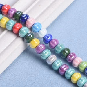 Cuentas sueltas de porcelana de cerámica brillante con forma de calabaza Rondelle mixtas de 10 piezas - Imagen 1 de 5