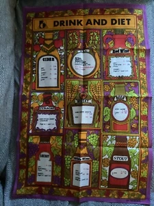 Vintage tea towel retro Drink and Diet Ulster linen - Picture 1 of 2