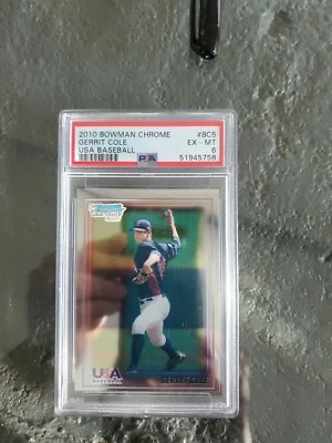 GERRIT COLE 2010 BOWMAN CHROME #BC5 PSA EX-MT ROOKIE USA BASEBALL NY Yankees  - Image 1 of 2