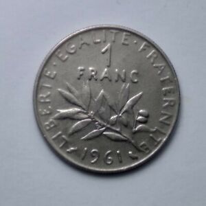 FRANCE Rarest 1 Franc Semeuse, Nickel V REPUBLIC Paris 1961