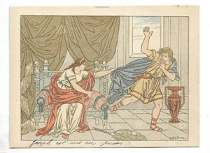 Joseph wird ins Gefängnis gesteckt -- Heilige Geschichte - Chromo - Trade card - Bild 1 von 2