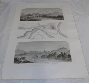 1856 Print 17x22"/ANCIENT ANIENE RIVER BRIDGE AT NOMENT ROAD, ROME, ITALY - Picture 1 of 1