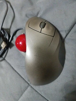 Logitech TrackMan RED BALL Wheel Mouse USB Trackball T-BB18 Tested Working - Image 1 of 4