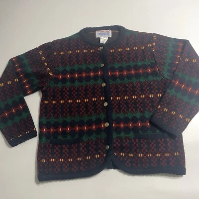 Suéter Vintage Tally Ho Mujer S Verde Cuadros Acrílico Cárdigan Verde Azul Marino Foto 1 de 4