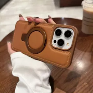 For iPhone 16 Pro Max 15 14 13 12 Magnetic Ring Stand Leather MagSafe Case Cover - Picture 1 of 19
