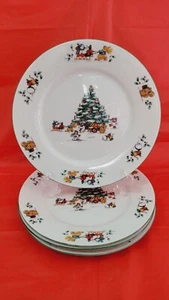 Lot of 4 Vintage MAGICAL CHRISTMAS Tree Salad Dessert Plates 7.5" Ceramic - Picture 1 of 9