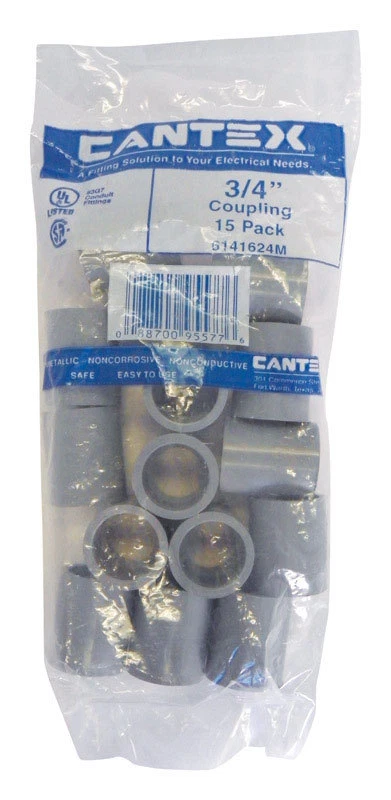 CANTEX R6141624m PVC Conduit Coupling 3/4" Bag of 15
