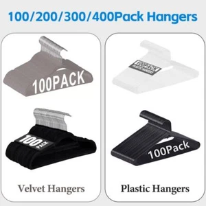 100PCS Suit/Shirt/Pants Velvet Plastic Hanger 50/100 PACK Clothes  - Picture 1 of 61