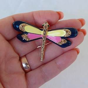 Broche de colección Talbots rosa amarillo marino esmalte libélula miel diamantes tarjeta de imitación - Imagen 1 de 7