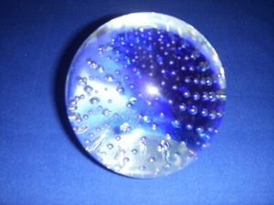 Murano Glass Cobalt Blue "Bubble" Paperweight - Picture 1 of 8