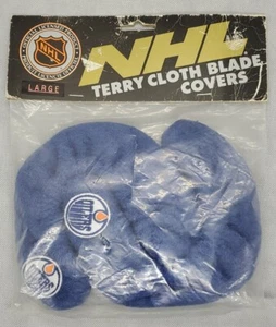 Vintage NHL Oilers Hockey Skate Guards Blade Soakers Frottee Bezug BLAU - Bild 1 von 6