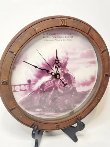 Great American Locomotives Railroad Train Clock With Sound- Rustic Time-12" Cover
