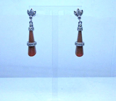 Green & Marcasite Art Deco-look Earrings + Pendant - Изображение 1 из 4