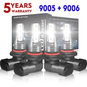For Toyota Camry 2002 2003 2004 2005 2006 4x 6000K 9005 9006 LED Headlight Bulbs - Picture 1 of 13