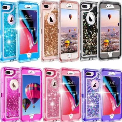 Funda protectora líquida brillante a prueba de golpes para iPhone 6 7 8 Plus con clip para cinturón Foto 1 de 4