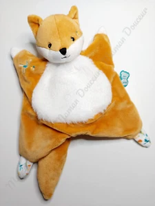 Doudou Plat/Mouchoir Léonard Renard Orange Blanc Libellule Bleue Brodée  - Kaloo - Picture 1 of 4