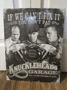 Letrero de hojalata nostágico The Three Stooges - Knuckleheads Garage - 16 X 12 pulgadas #1687 - Imagen 1 de 5