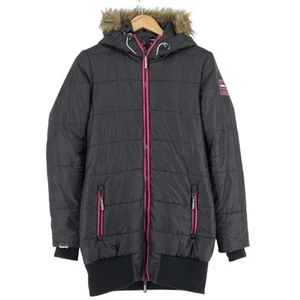 SuperDry Black Long Jacket Waterproof Womens Su3 Size XS - Picture 1 of 9