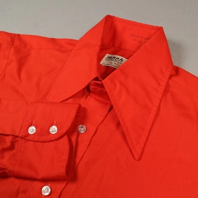 Vintage Arrow Mach II 2 Shirt Men's Small 14.5/33 Dagger Collar Disco 70s Orange - Image 1 of 4