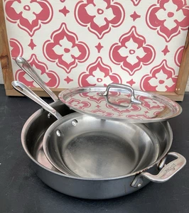ALL-CLAD 11” & 8.5” Stainless Steel Skillet Fry Pans 1-Lid - Picture 1 of 8