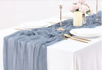 Bohemian Table Runner  Voile Champray Boho Tablecloth, Boho Chic Dining Décor - Image 1 of 4