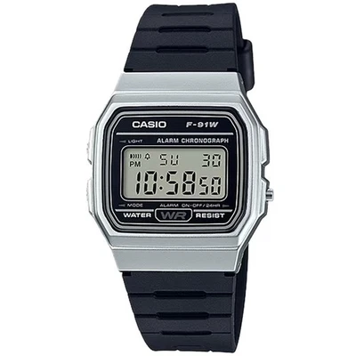 Casio Men's Classic Digital Watch with Silver Case - F-91WM-7ACF - Image 1 of 2